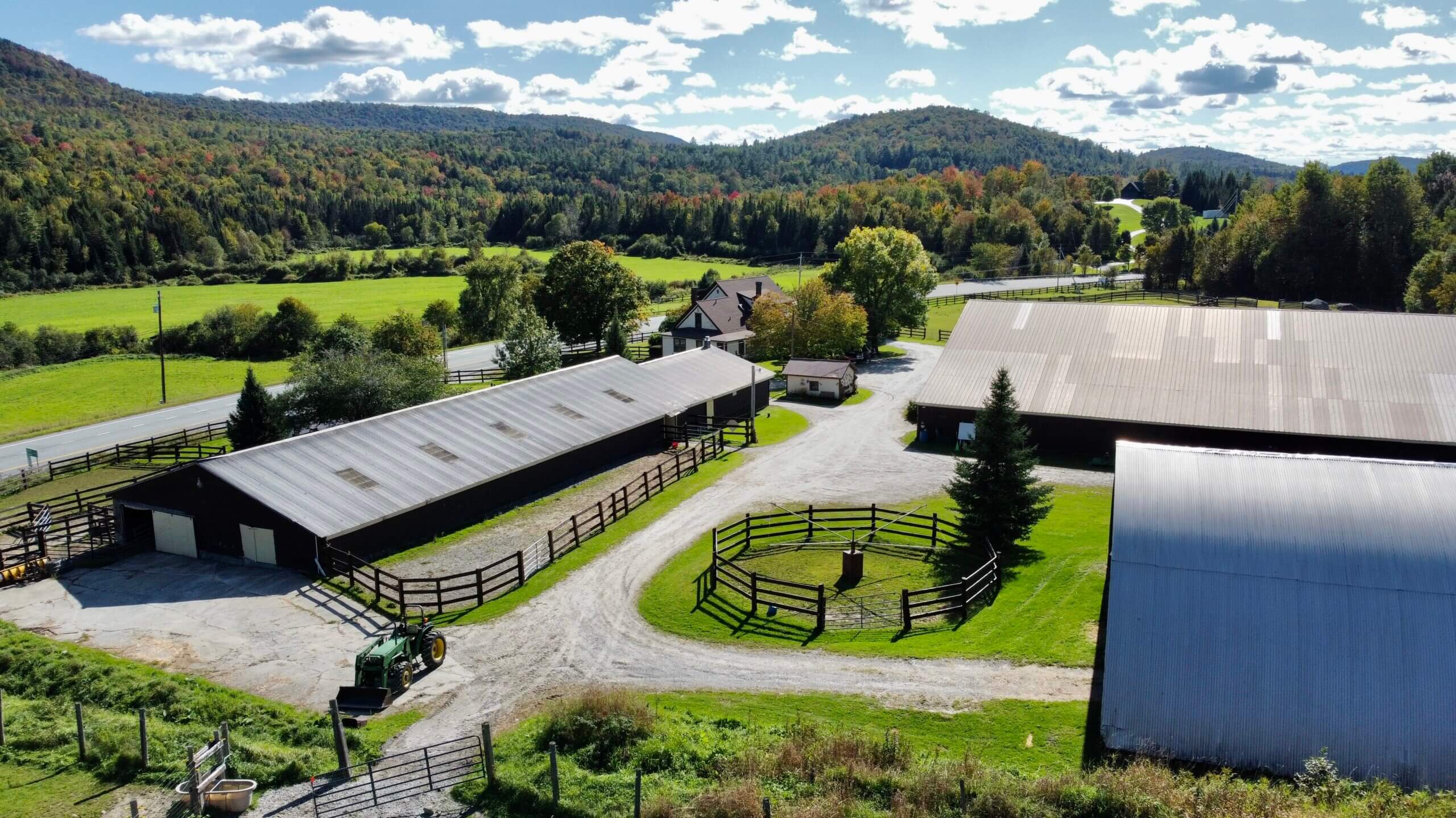 The new home of Three Fold Farm has 27 stalls in two barns, an indoor and 70 acres which includes trails throughout the property.